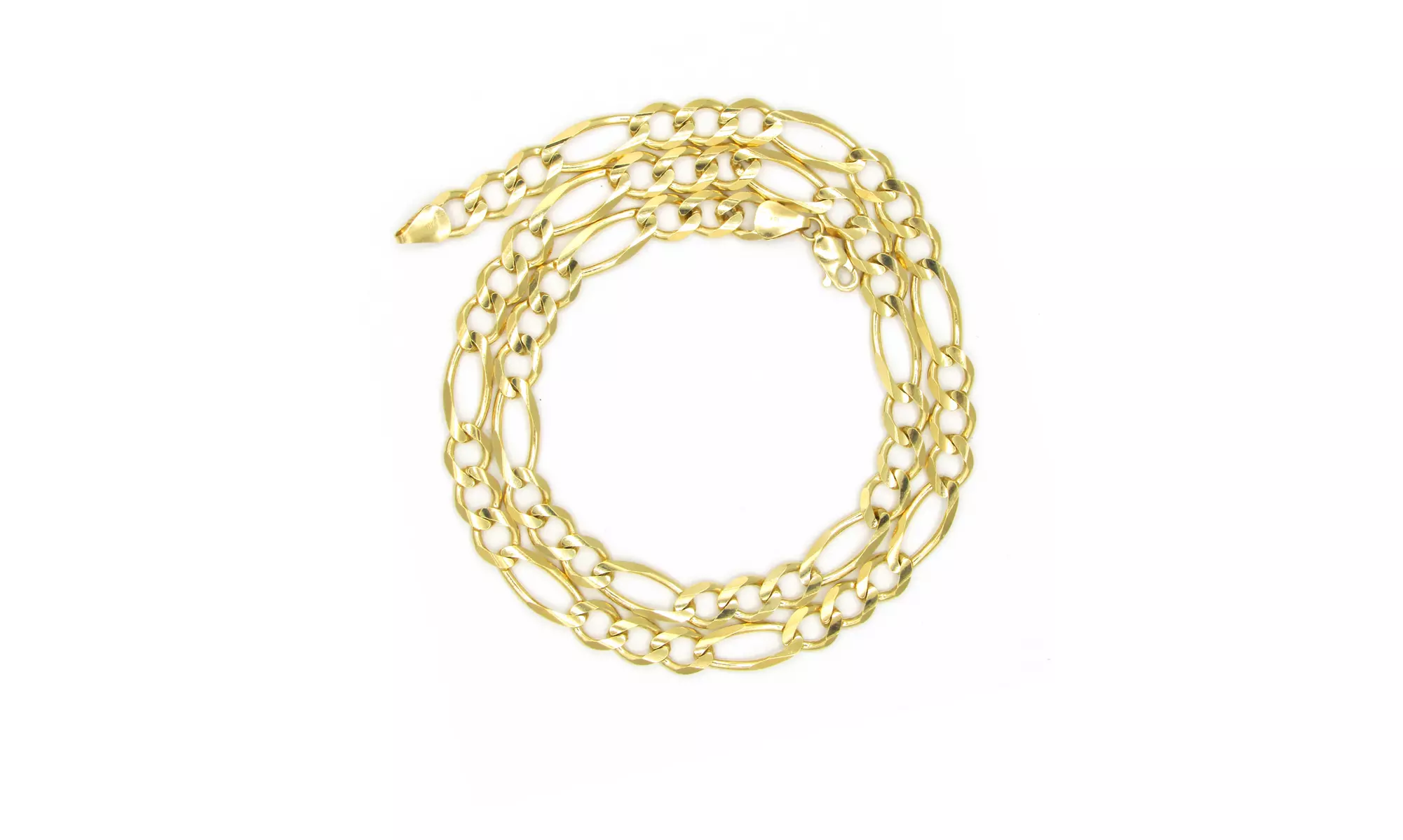 10K Yellow Gold Hollow Figaro Chain 3.5MM - 10.5MM - Second Medium