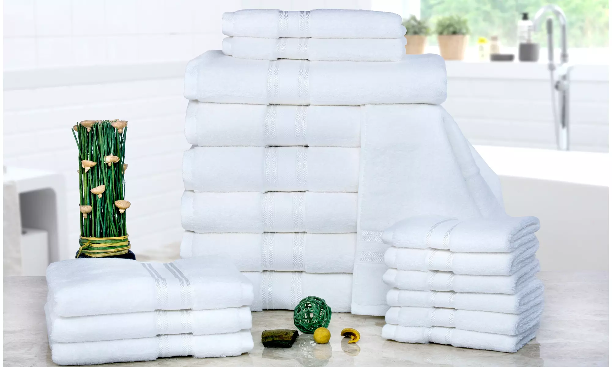 100% Cotton Zero-Twist Towel Set (18-Piece) - Primary Image