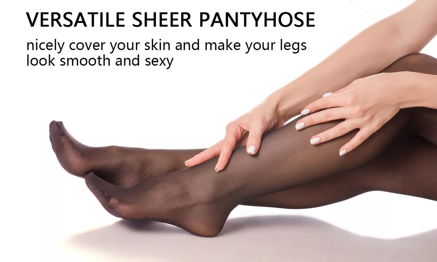 2 Pairs Women' Plus Size Pantyhose High Waist Sheer Queen Tights Control Top