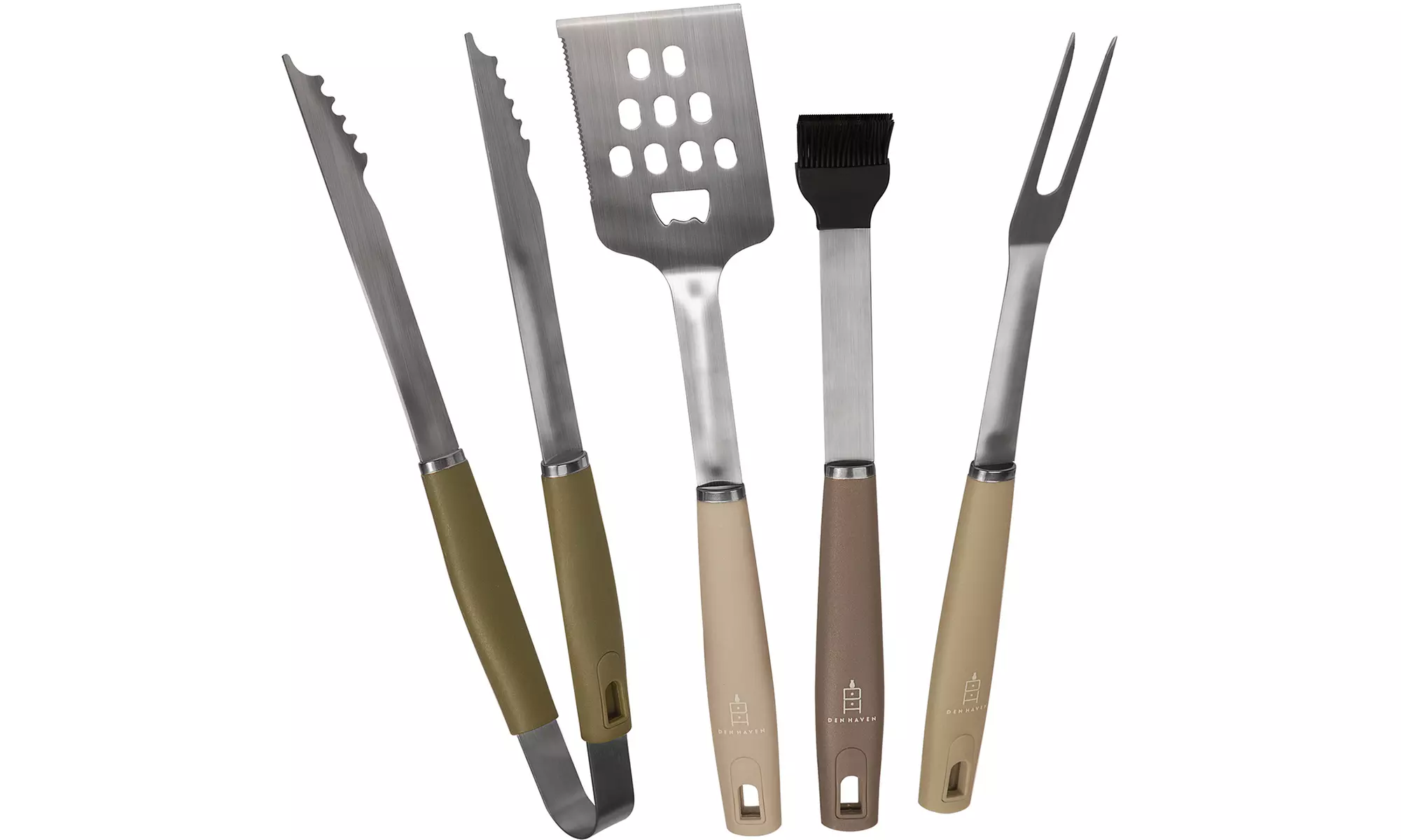 Stainless Steel BBQ Grill Tool Set - 4 Piece - Tongs, Brush, Spatula, Meat Fork - Primary Image