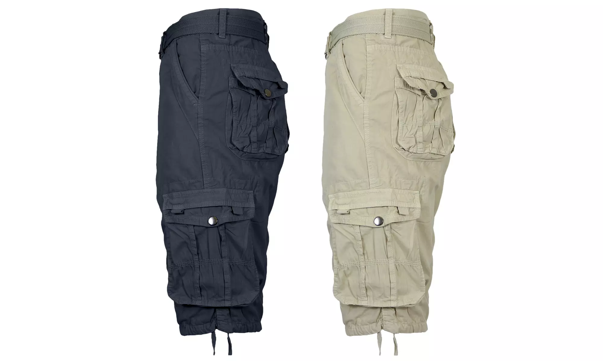 2-Pack Men's Distressed Cotton Cargo Belted Shorts (Sizes, 30-42)