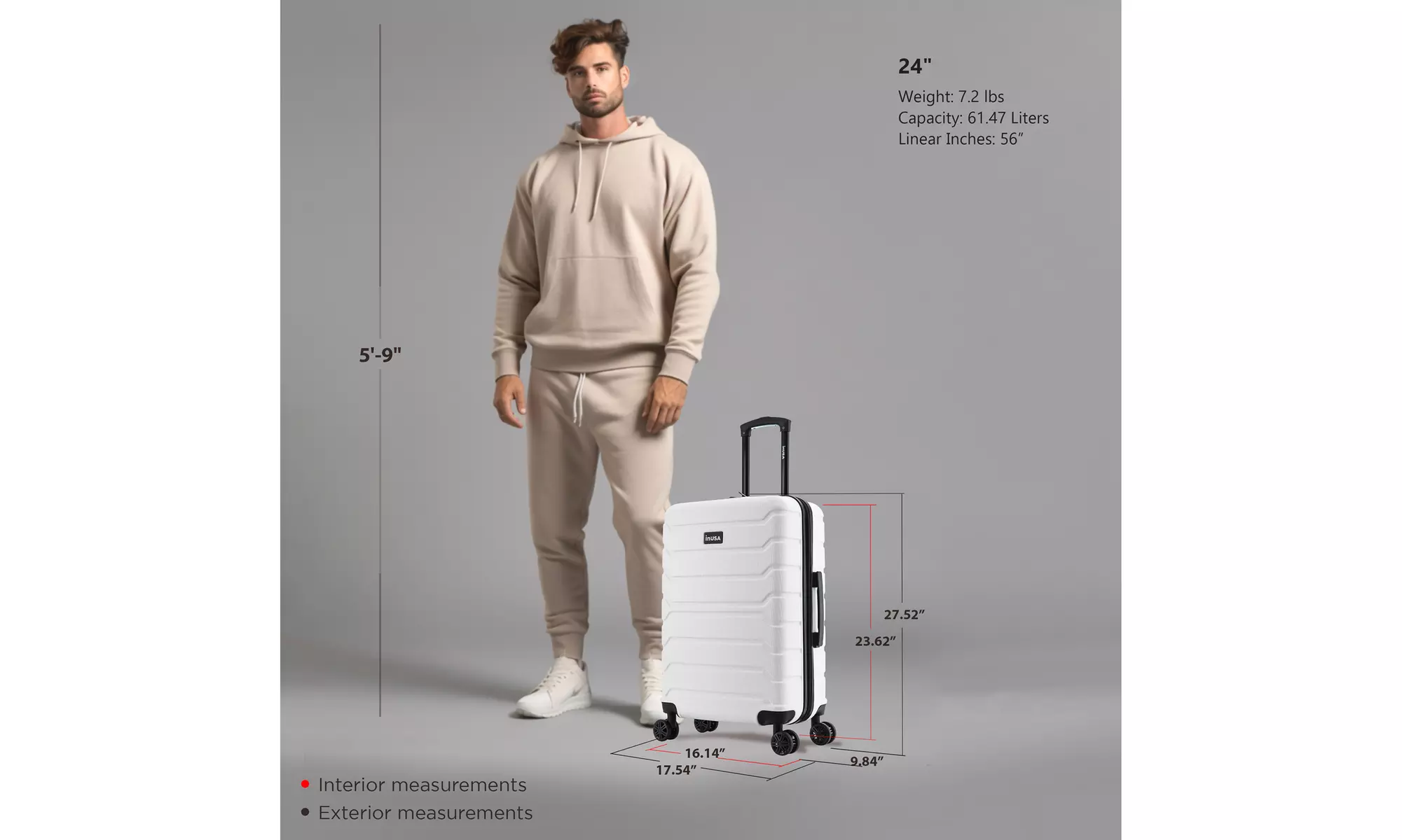 InUSA Trend lightweight hardside spinner luggage 20'', 24", 28" 