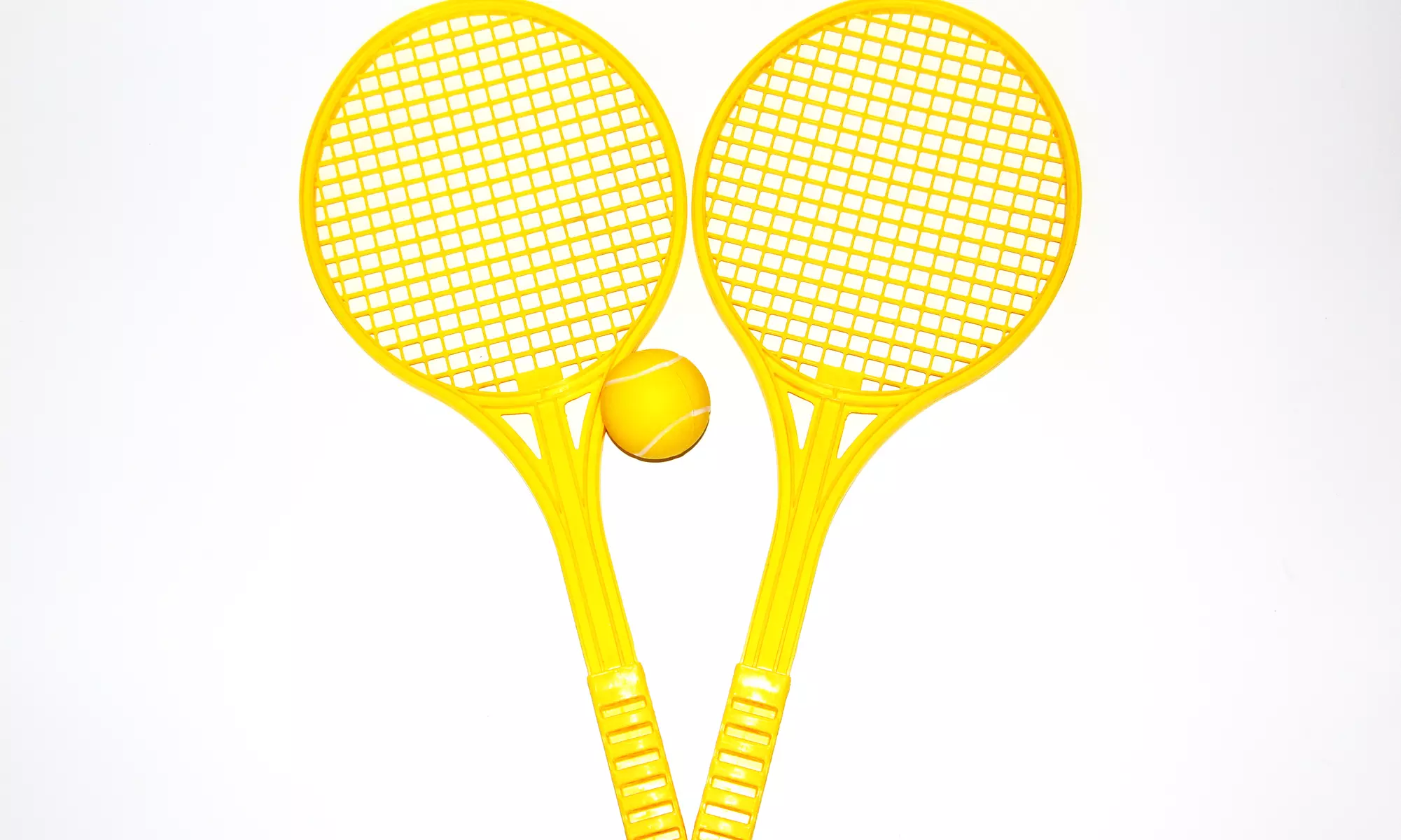 Fun Set of 2 Plastic Tennis Rackets with One Ball for Children, Outdoor/Indoor - Primary Image