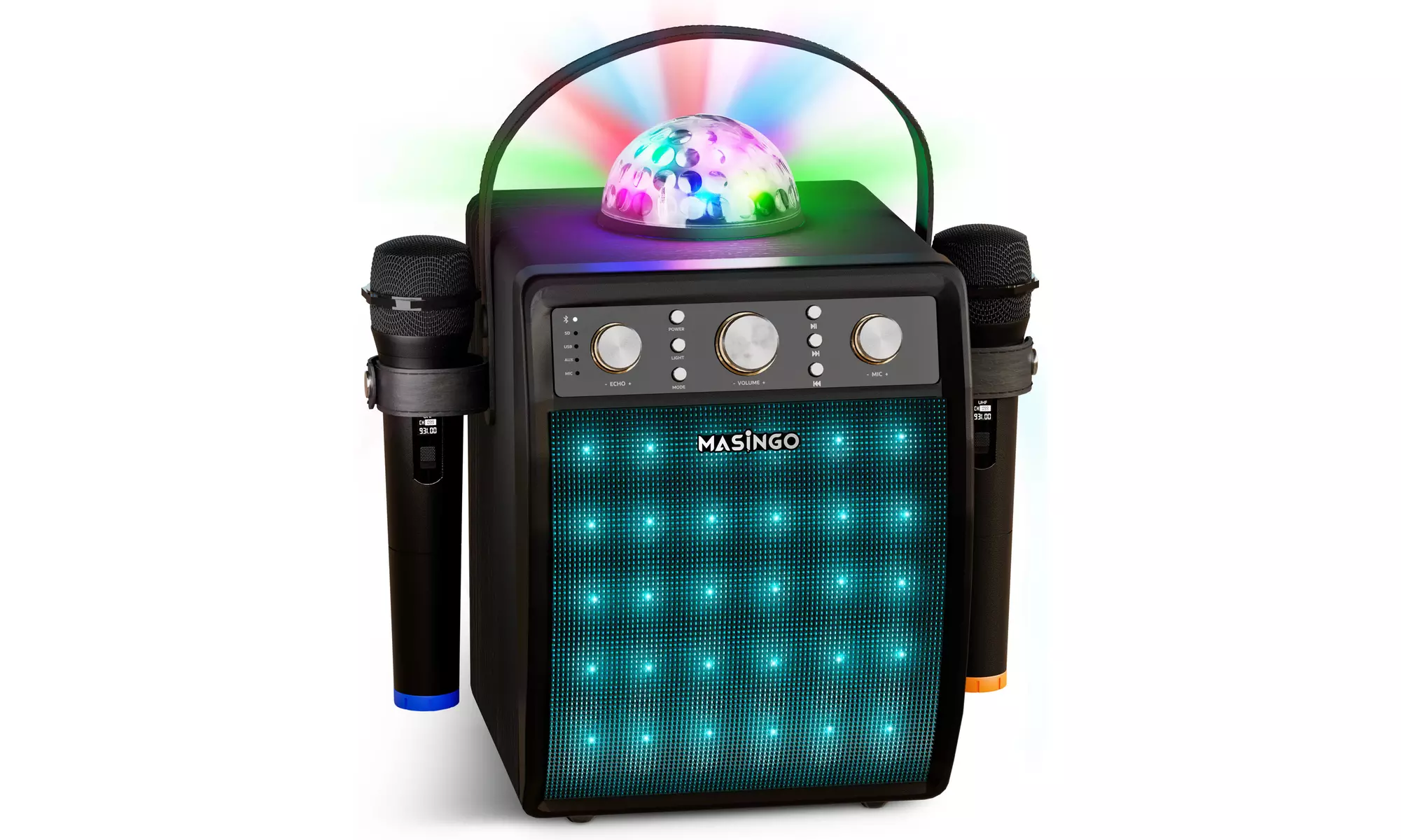 Portable Karaoke Machine for Adults & Kids, 2 Wireless Mics, Disco Ball Lights - Primary Image