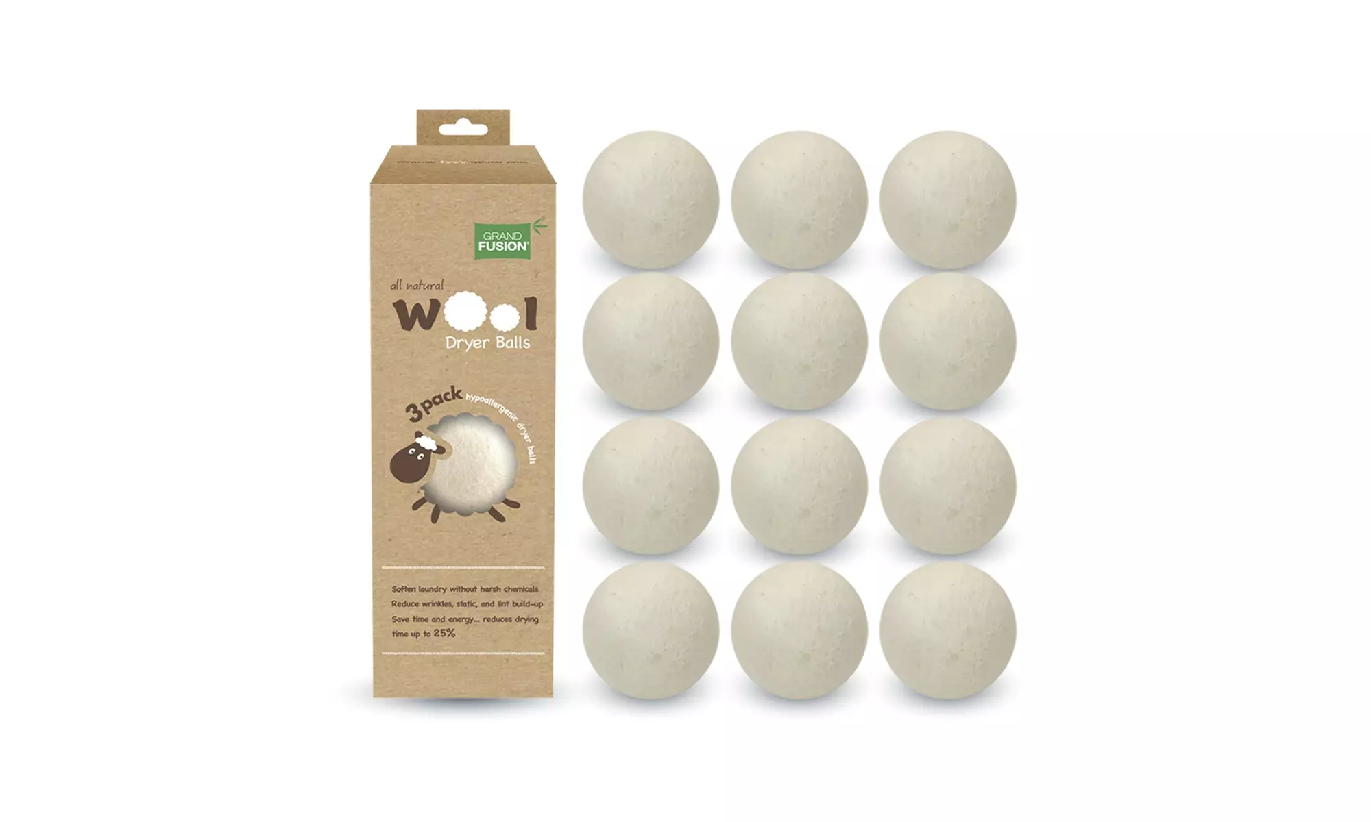 Grand Fusion Wool Dryer Ball Set - Second Medium