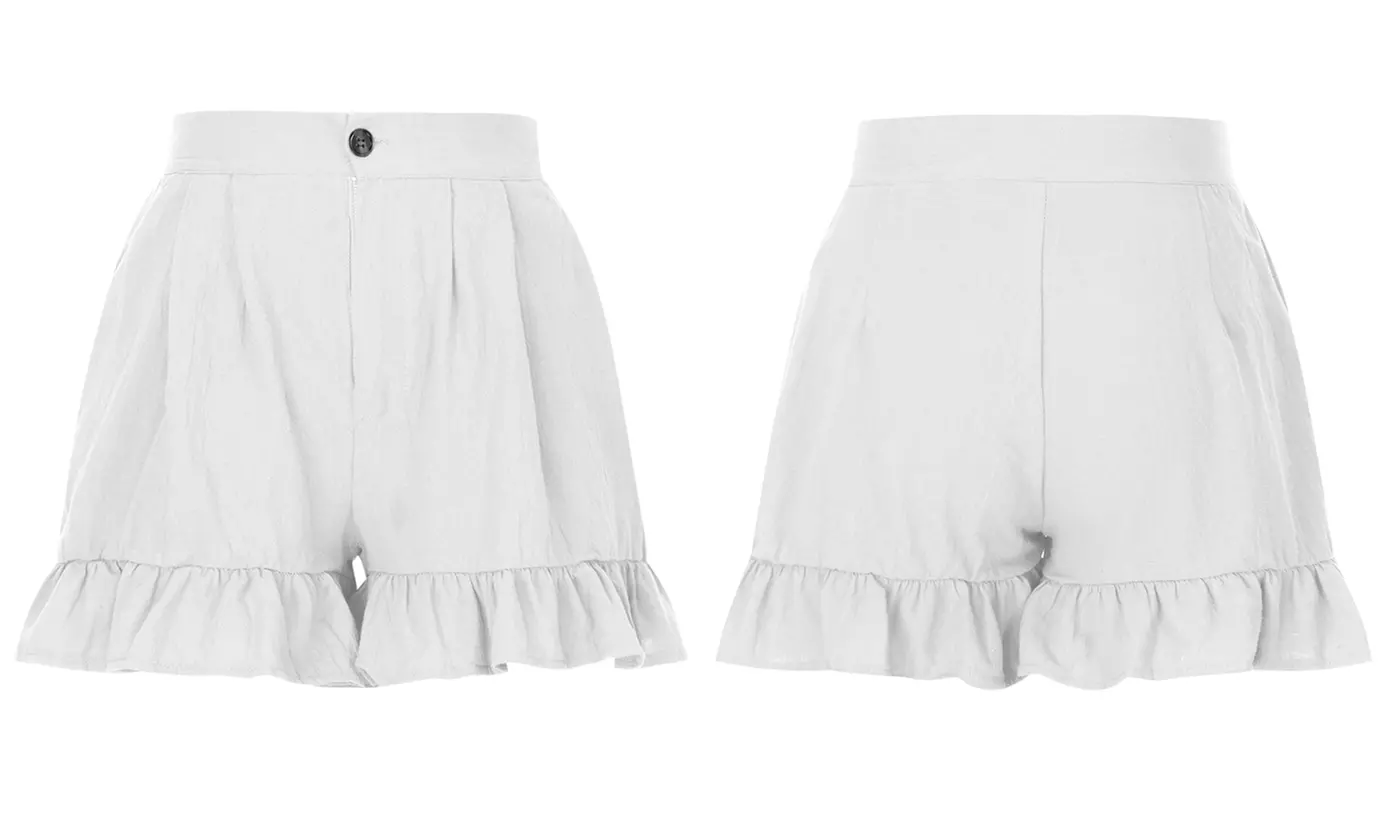 Women Ladies High Waist Baggy Wide Leg Shorts Pleated Button Summer Hot Pants