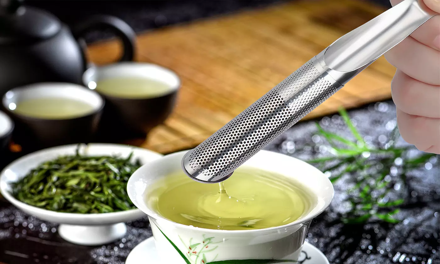 2Pcs Long-Handle Stainless Steel Tea Infuser Filter Stick Pipe Tea Strainer