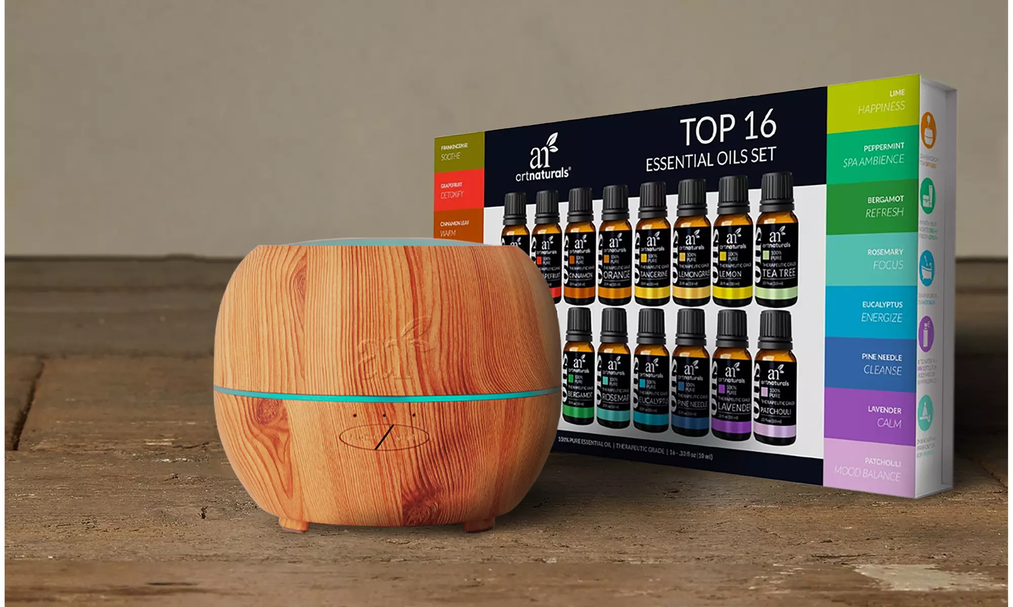 Artnaturals Top16 Essential Oils and Diffuser - Aromatherapy Set  (150 ML)  - Primary Image