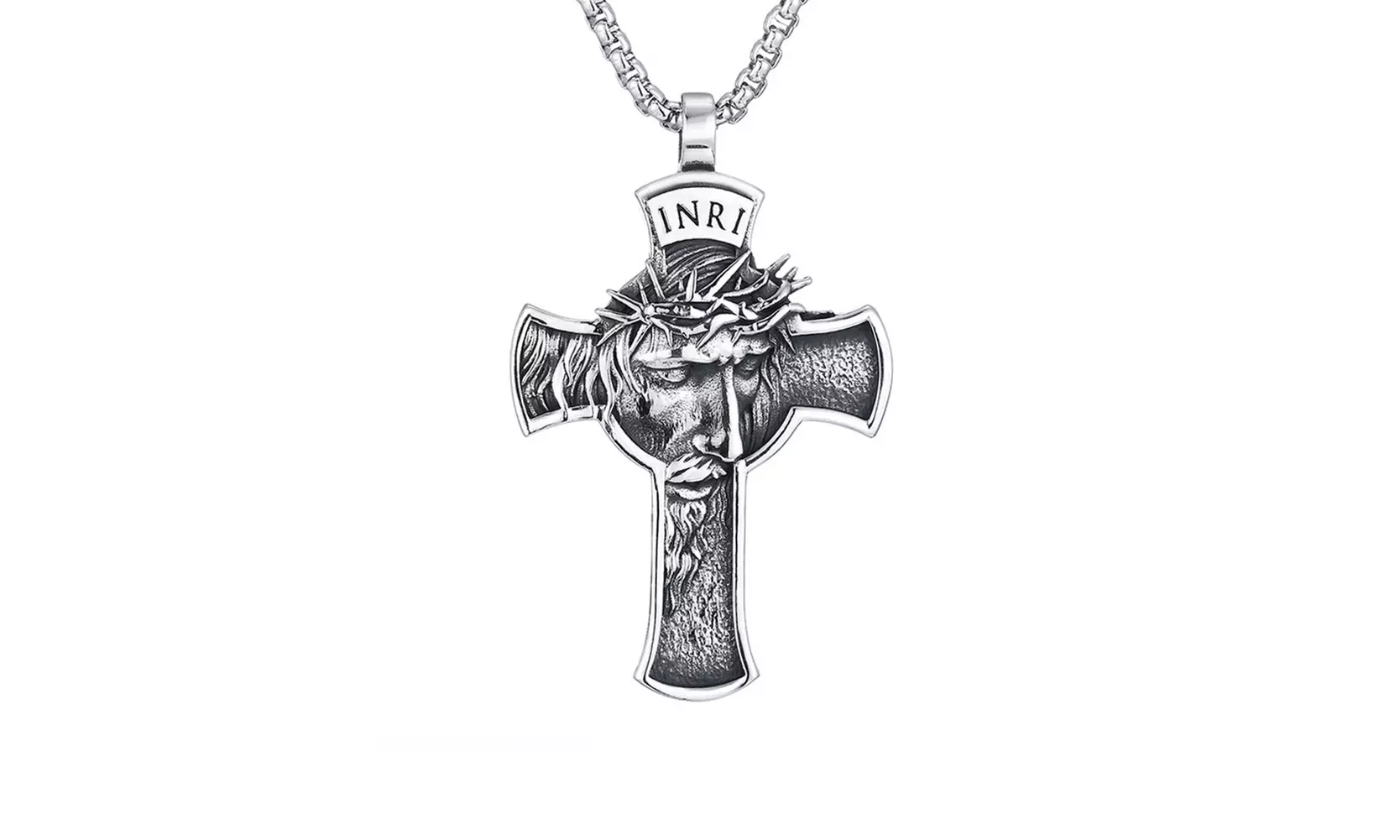 US 1-2 Pack Stainless Steel Necklace Jesus Crucifix Cross Mens Celtic Orthodox