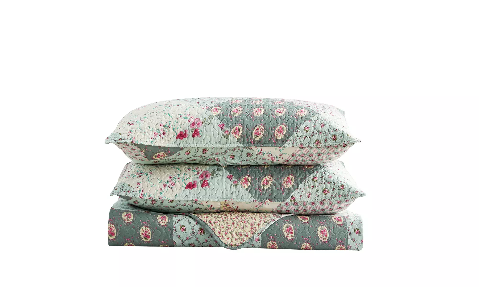 JML 3-Piece Reversible Quilt Set,Home Collection Printed Bedspread With 2 Shams