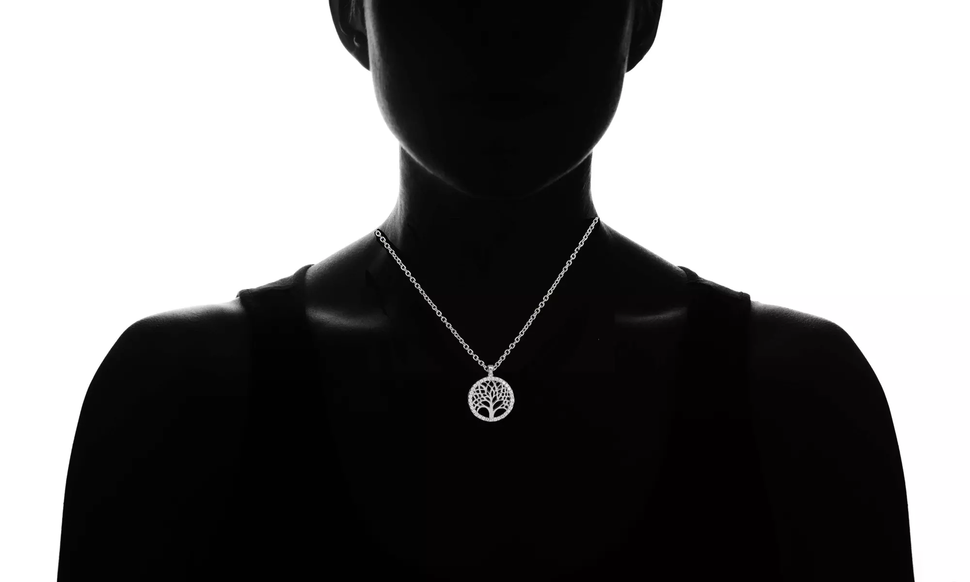 Sterling Silver Tree Of Life Necklace Made With Crystals From Swarovski - Second Medium