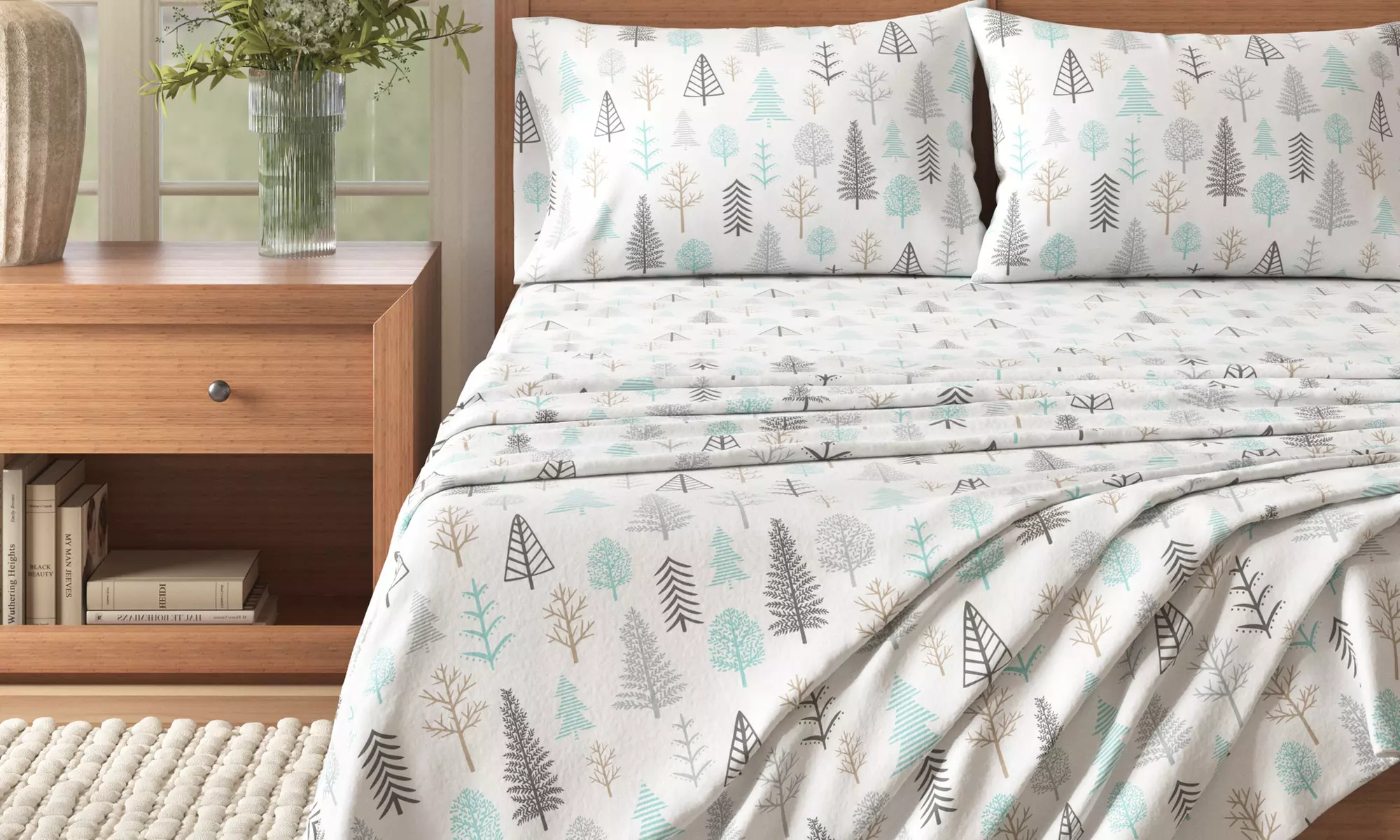 Nature Print Turkish Cotton Flannel Sheet Set