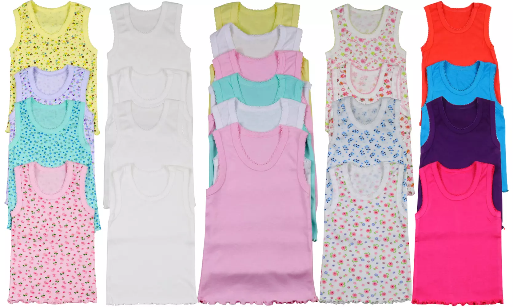 (4-Pack) Girl's Classic 100% Cotton Tanks 1-12 Years - Primary Image