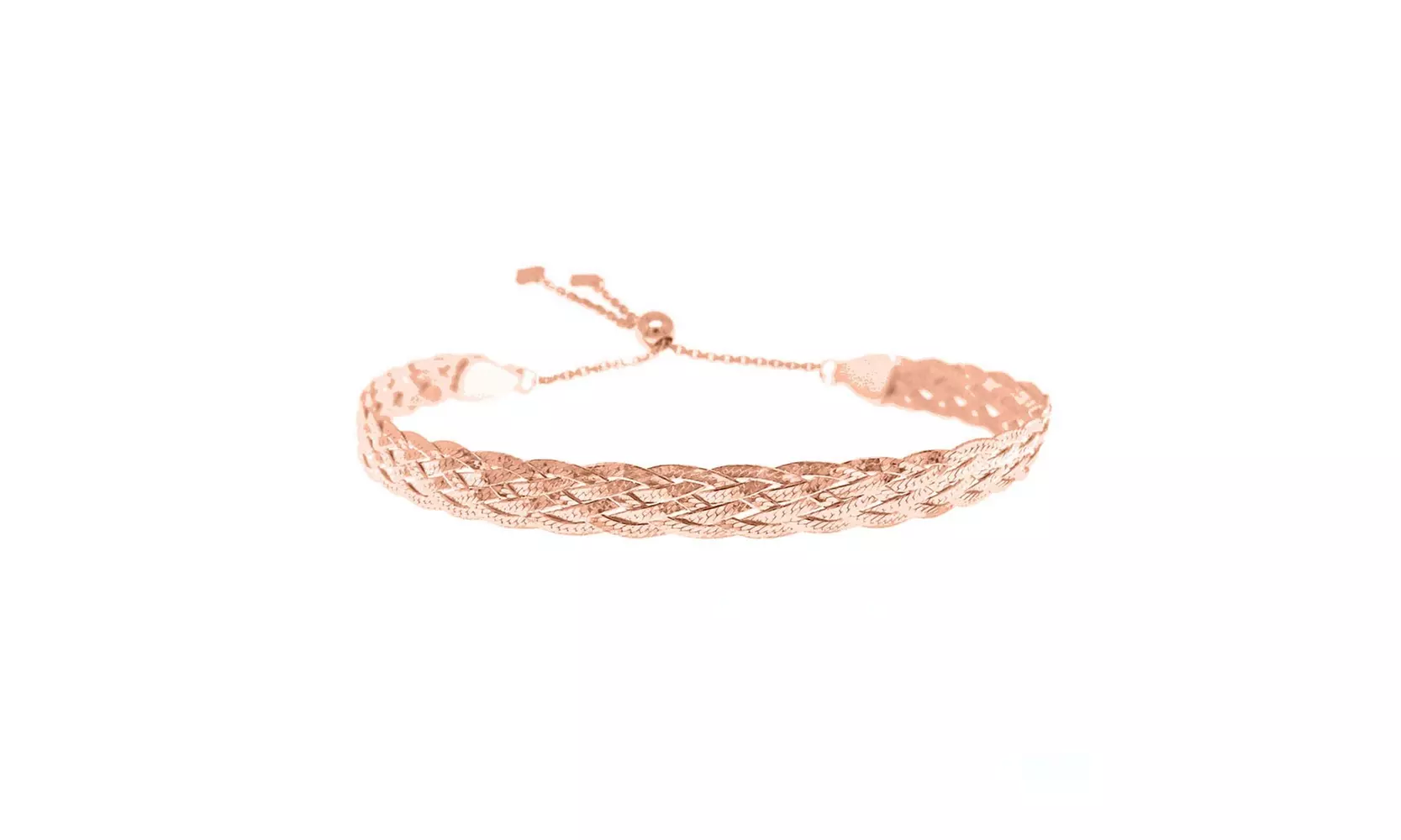 Italian Made Solid sterling Silver Adjustable Braided Herringbone Bracelet