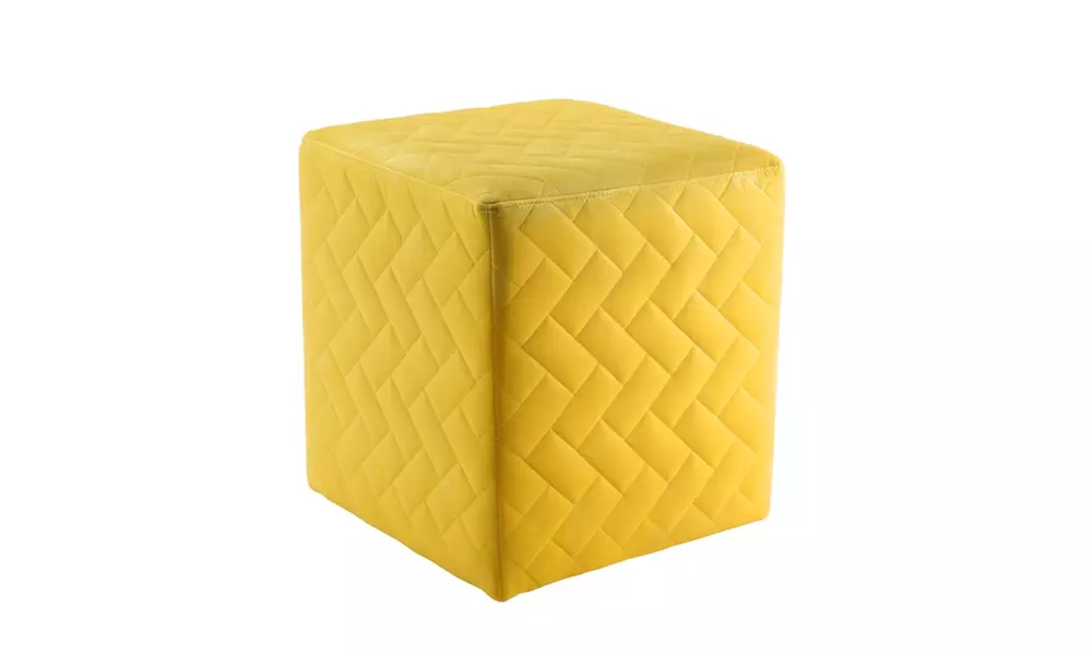  David Velvet Quilted Cube Ottoman - Primary Image