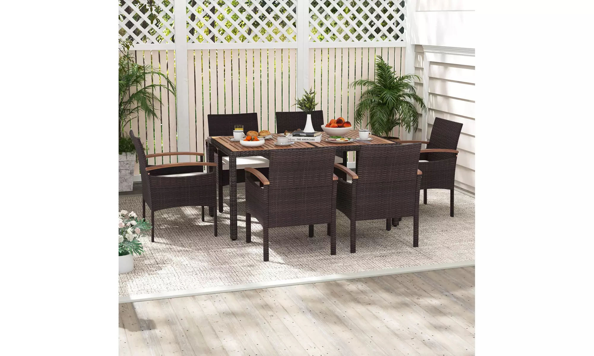 Costway Patio Dining Chairs with Heavy Duty Metal Frame