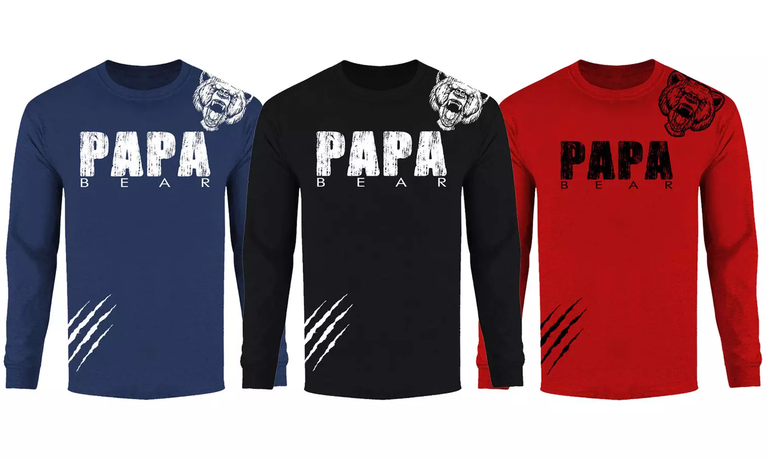 Men's Papa Bear Shoulder Growl Long Sleeve Shirts - Primary Image