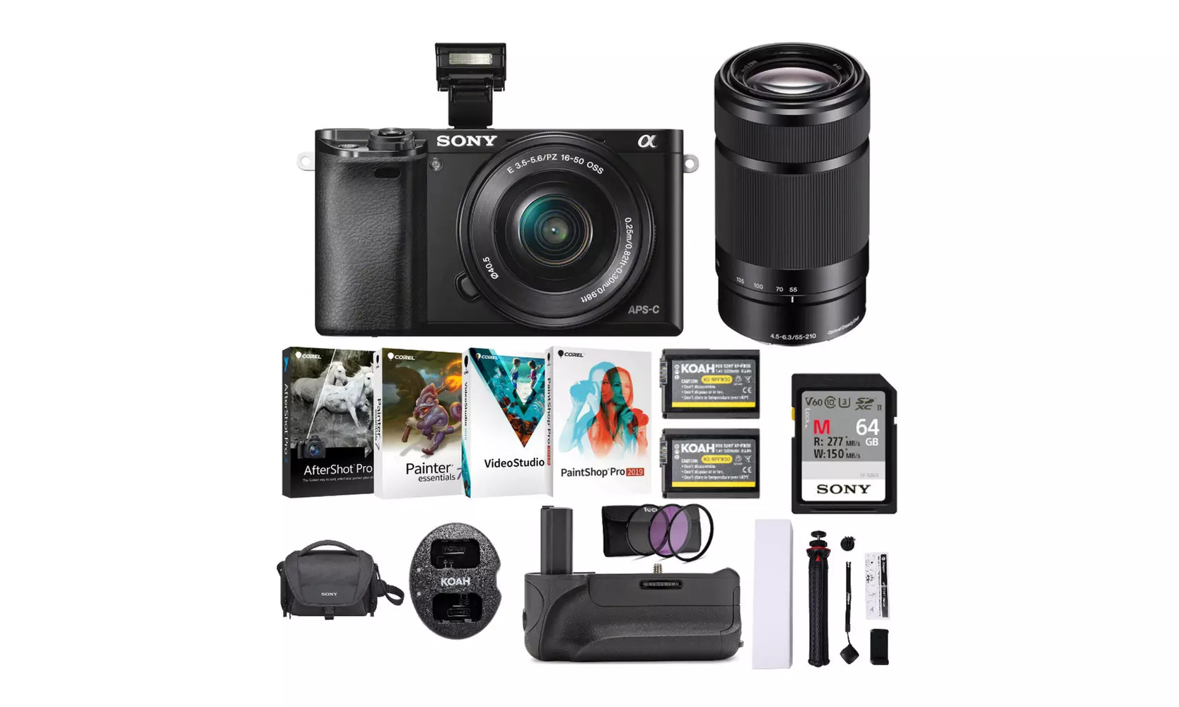 Sony Alpha a6000 24.3MP Mirrorless Camera with 16-50mm and 55-210mm Lens Bundle - Primary Image