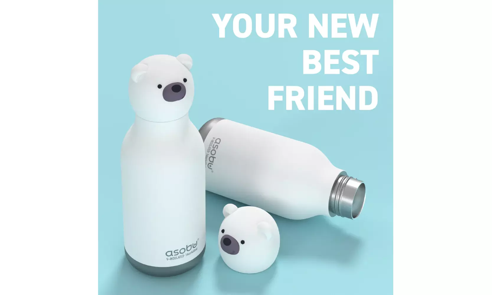Asobu Kids Bestie Bottles Insulated Stainless Steel Water Bottle with Straw 16oz
