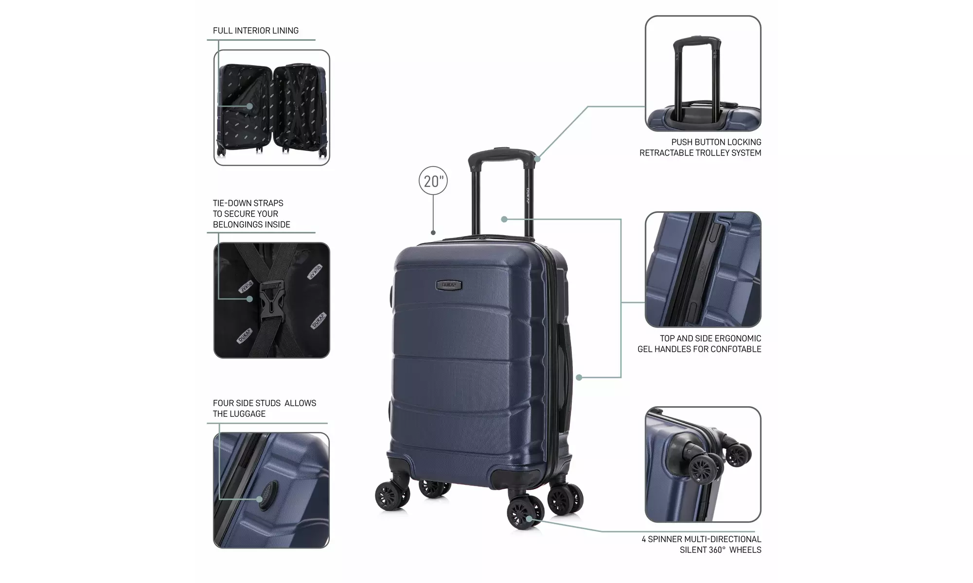 DUKAP Sense Lightweight Hardside Spinner Luggage 20"/24"/28"
