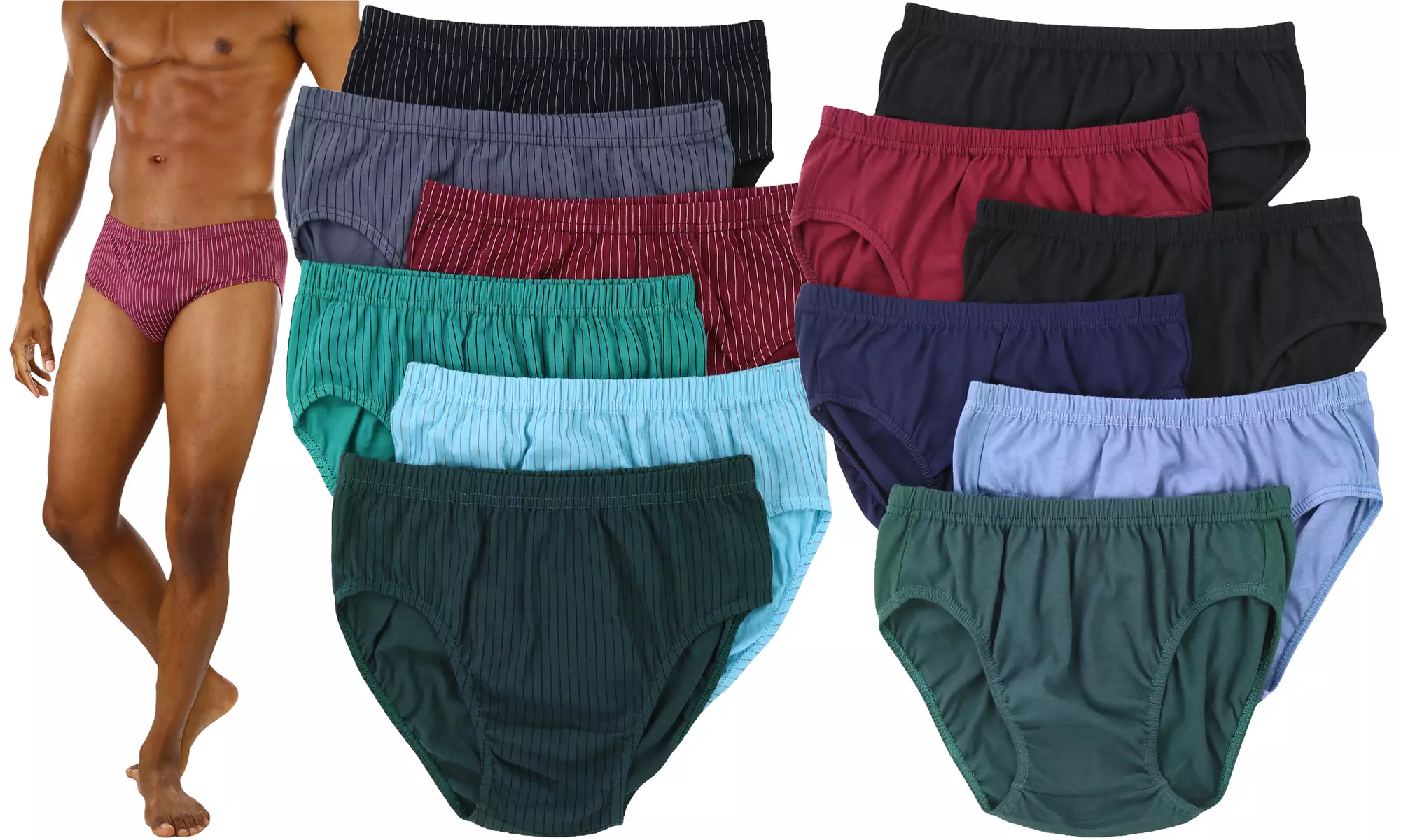 (6 Pack) ToBeInStyle Men's Classic Elastic Waistband Bikini Briefs