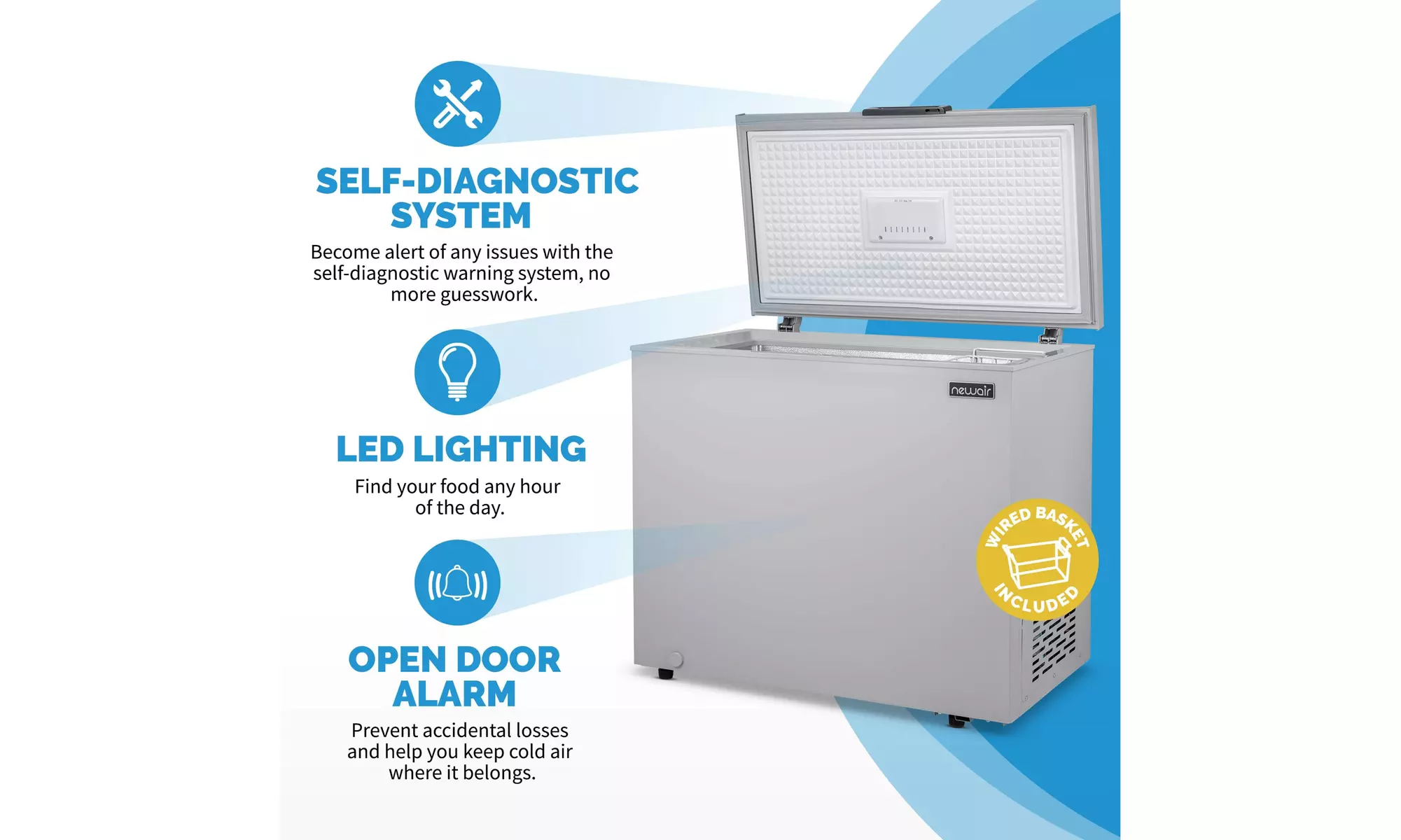 Newair 7 Cu. Ft. Compact Chest Freezer, Digital Temperature Control