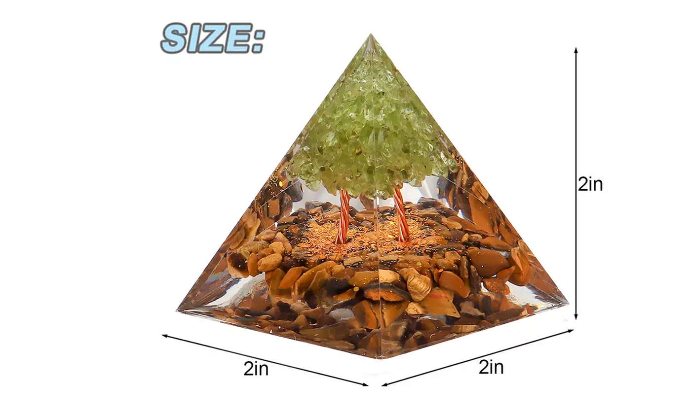 Orgone Pyramid Taichi Amethyst&Obsidian Healing Crystal Pyramid Energy Generator