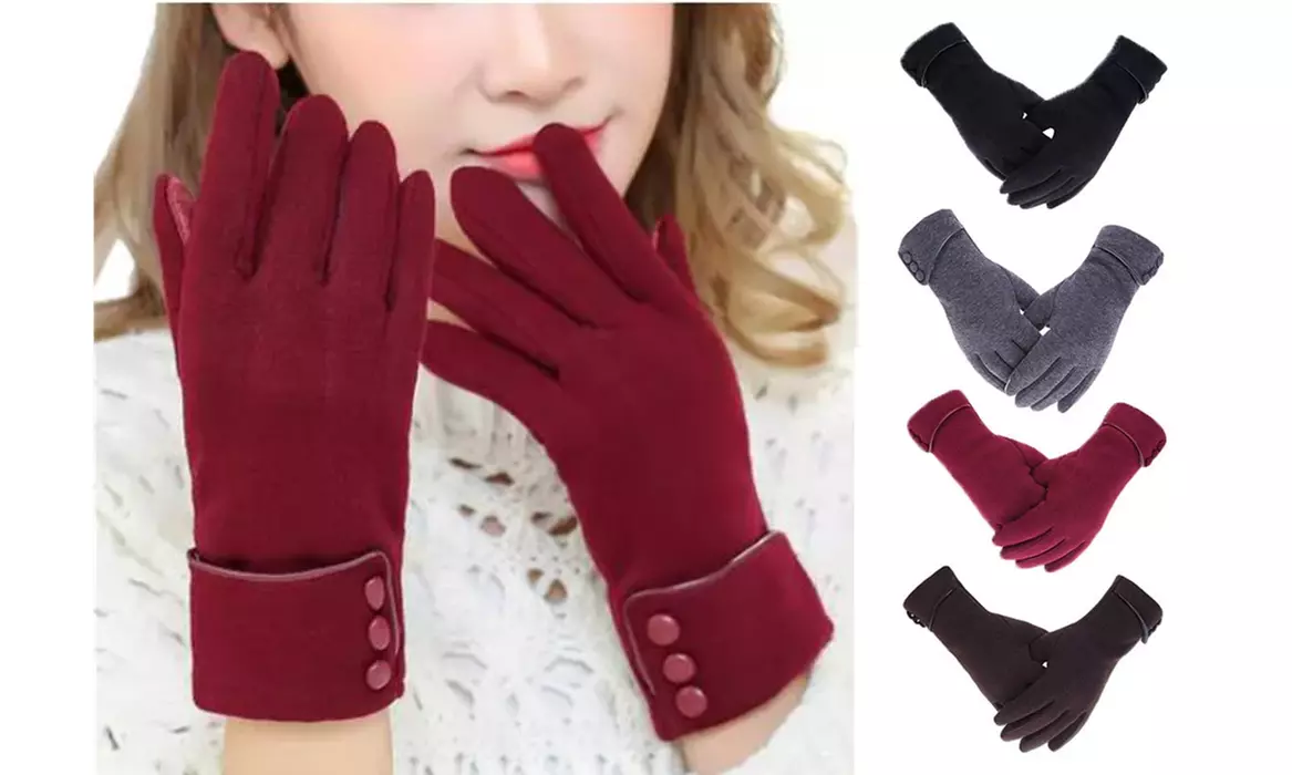 Womens Touch Screen Phone Fleece Windproof Gloves Winter Warm Wear - Primary Image
