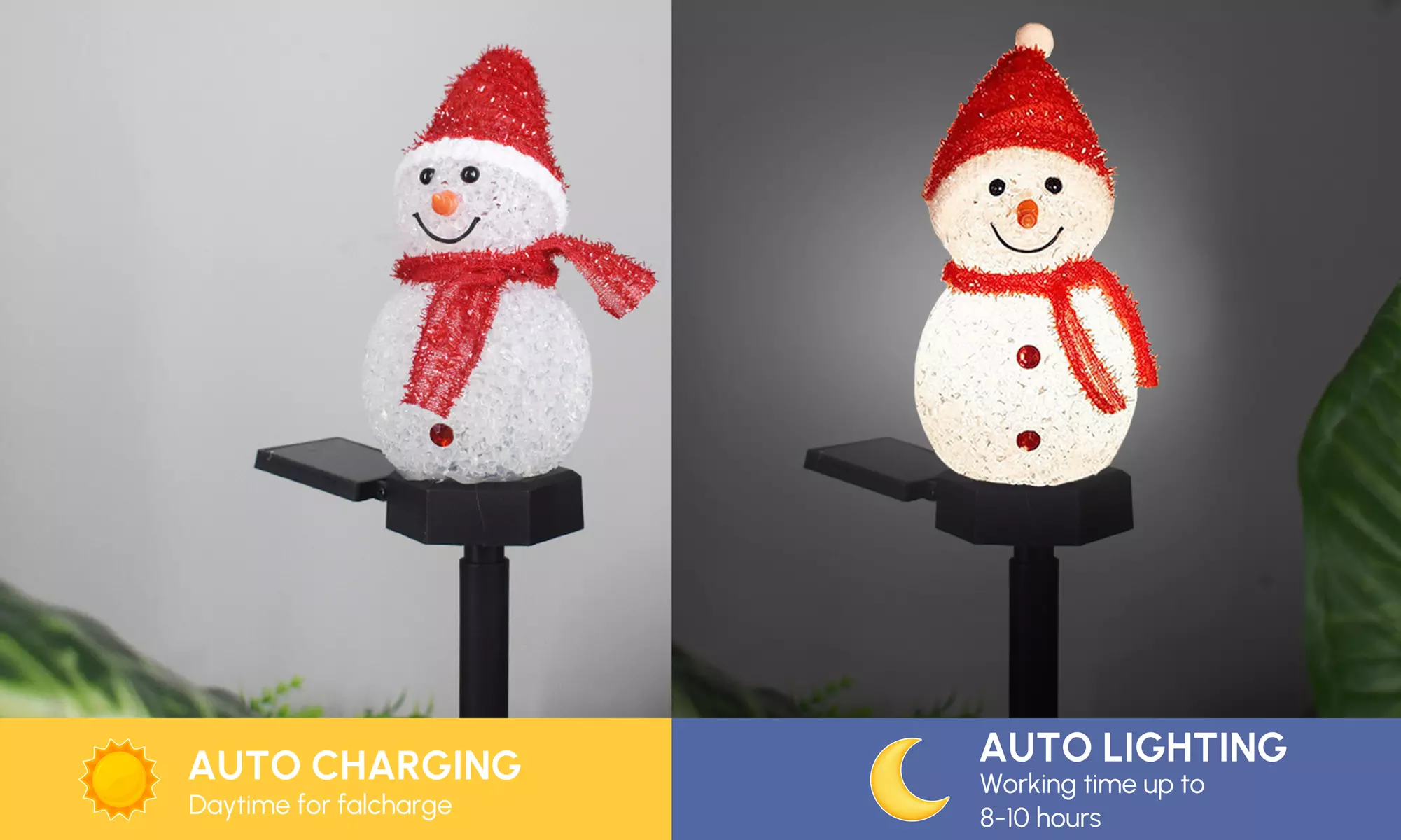 Solar Snowman Christmas Pathway LED Waterproof Lights , 1 or 4 Pcs 