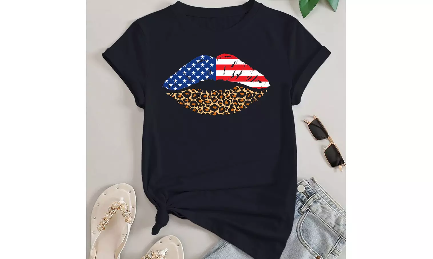 Women Miss American Flag Patriotic T-Shirt (S-2XL)
