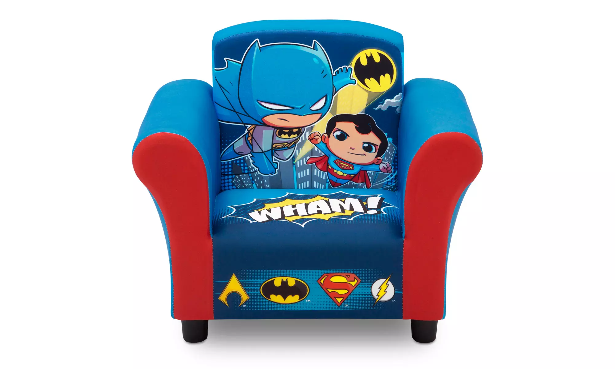 DC Super Friends (Superman, Batman, The Flash, Aquaman) Kids Upholstered Chair - Primary Image
