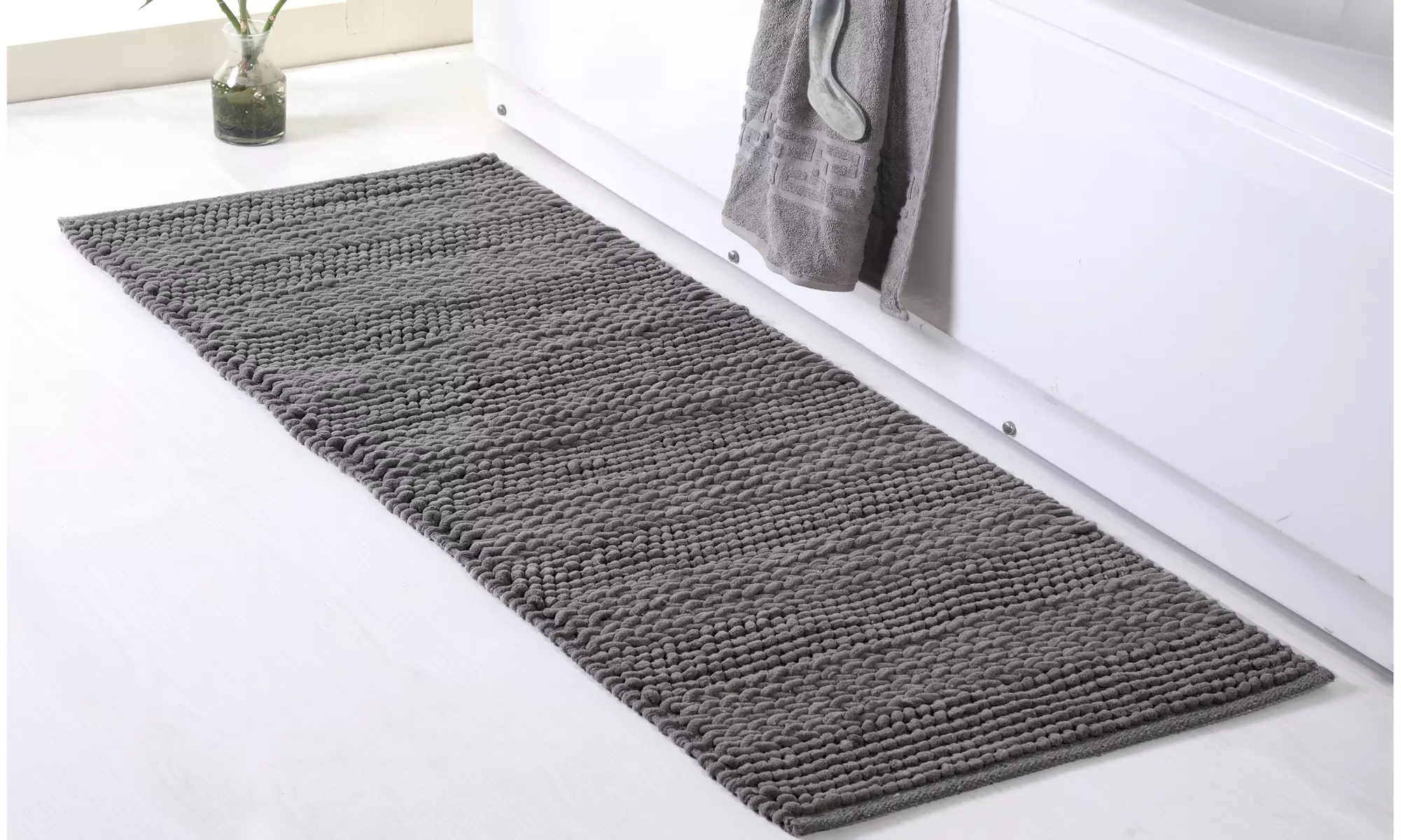 Braided and Loop Chenille Oversized 22" x 60" Bath Rug - Primary Image