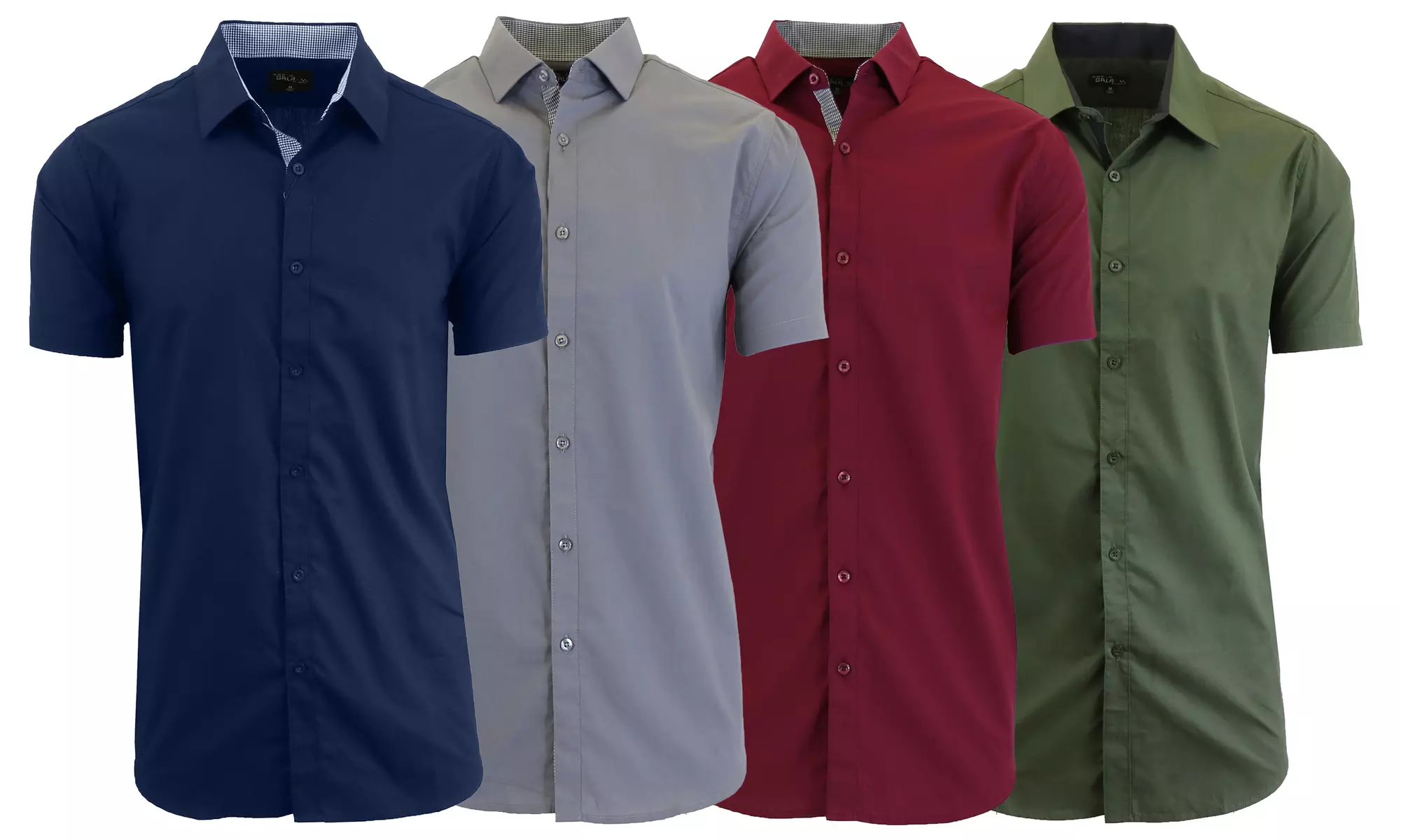 Men's Galaxy By Harvic Short Sleeve Casual Slim Fit Dress Shirt (4-Pack, S-3XL)