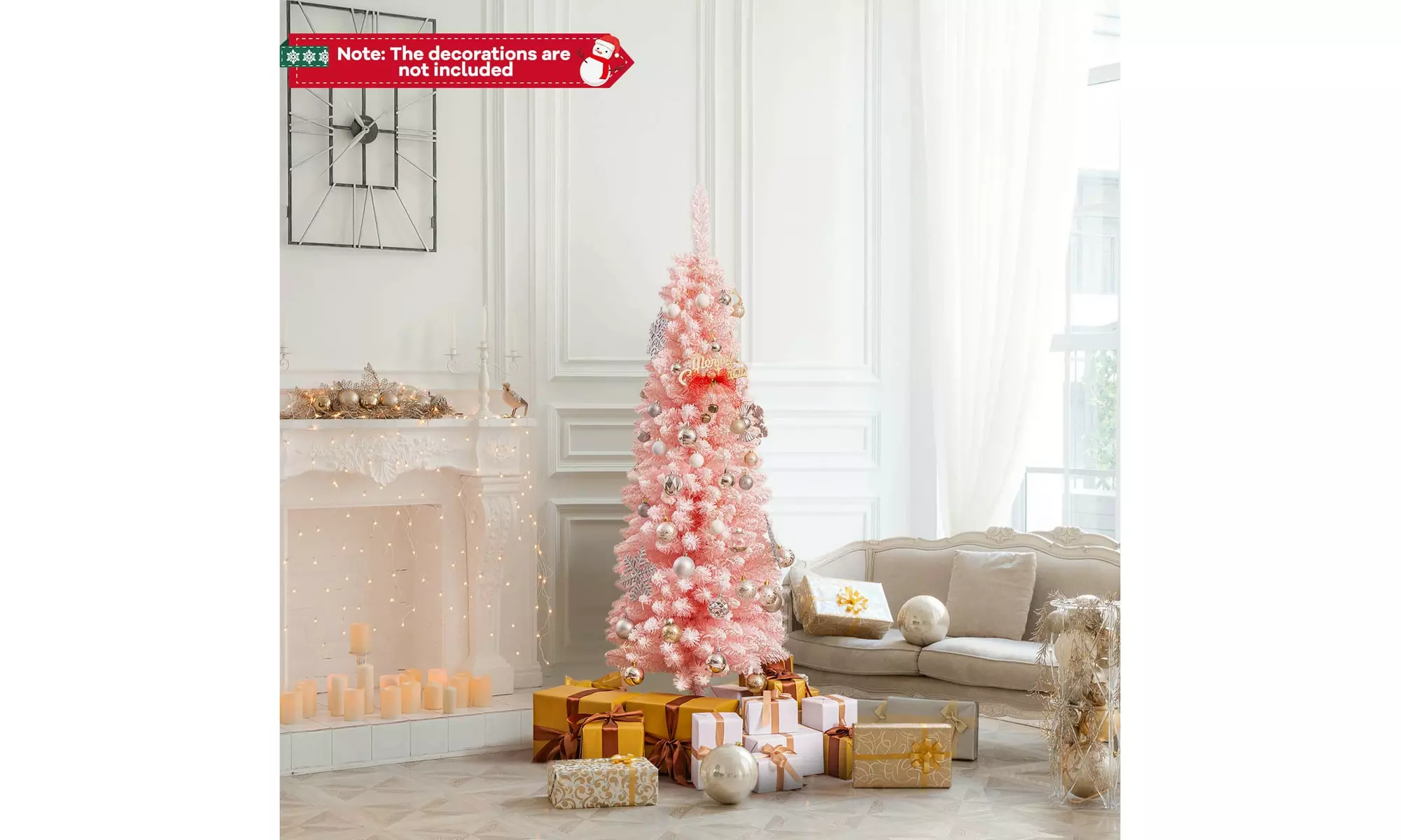 Costway 5/6/7/8 FT Artificial Christmas Tree with 328 Branch Tips Metal Stand