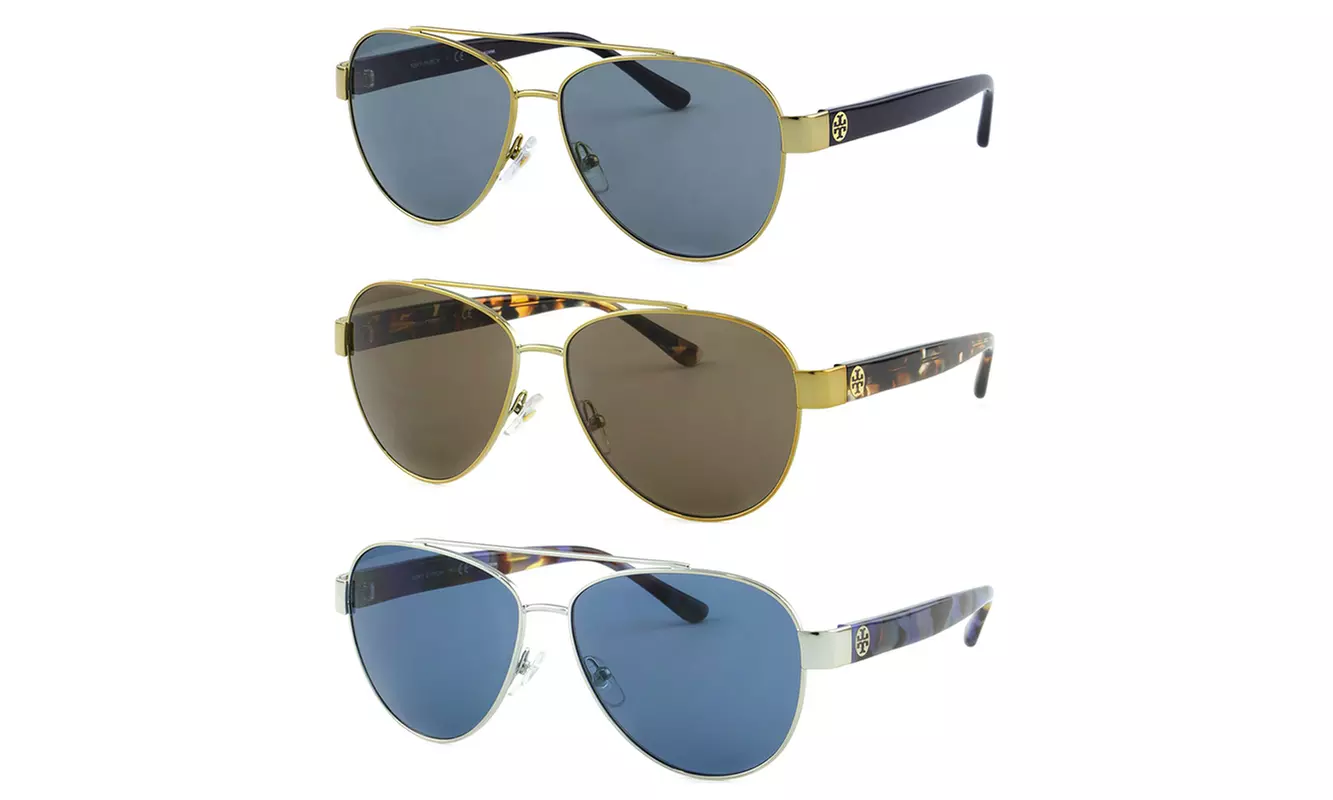 New Tory Burch Aviator Sunglasses with case Aviator sunglasses Tory Burch Gold in Metal - 43180753 main image 4
