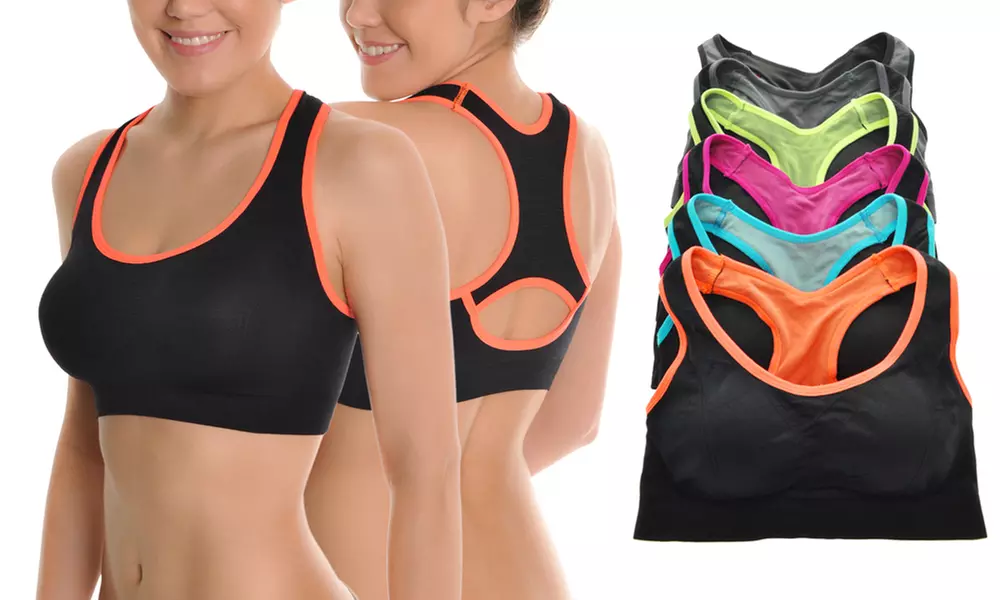 Seamless Racerback Sports Bra with Keyhole Detail (6-Pack) - Primary Image