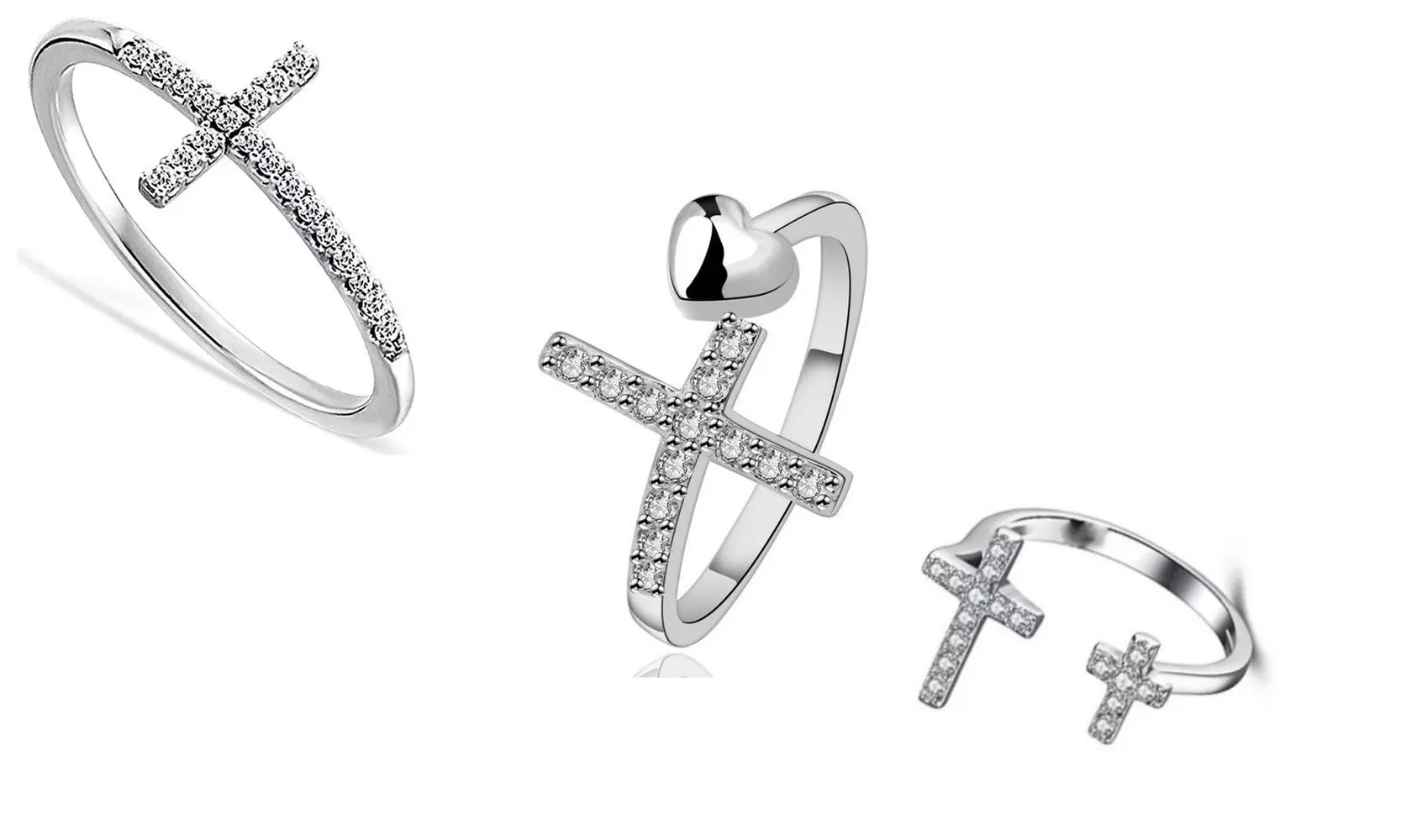 Crystals Cross Ring Collection in 18K White Gold - Primary Image