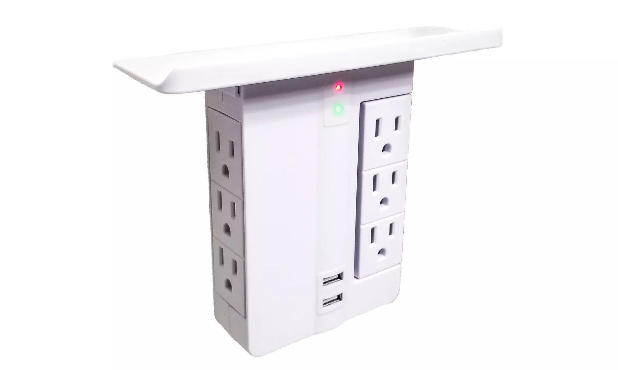 Wall Power Outlet Shelf - Rotating Electrical Socket Plug Power Stand w/ USB - Second Medium