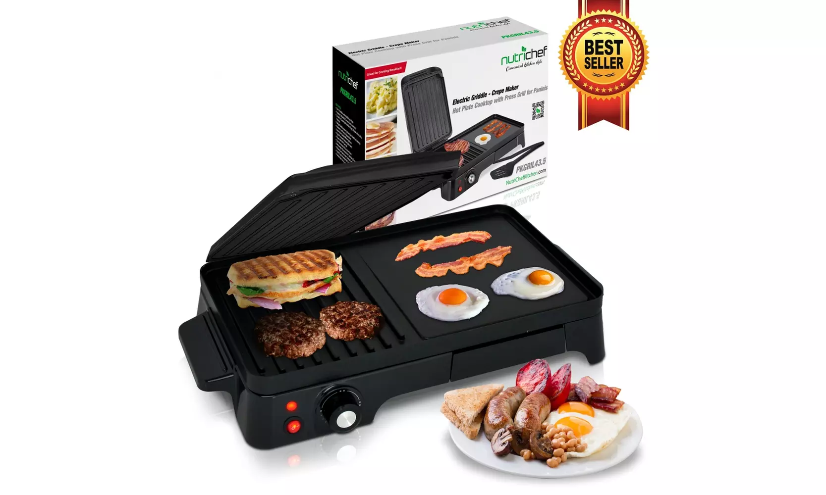 Crepe Maker Hot Plate Cooktop with Press Grill for Paninis - Second Medium
