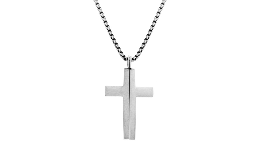 steve madden men's stainless steel cross pendant chain