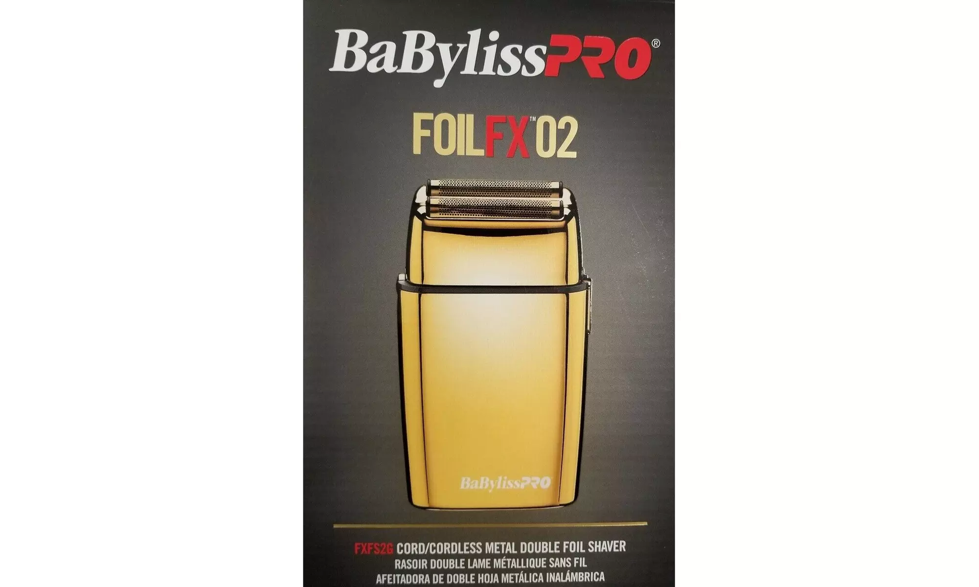 Babyliss PRO FOIL FX02 Cordless Metal GOLD Double Foil Shaver FXFS2G - Primary Image