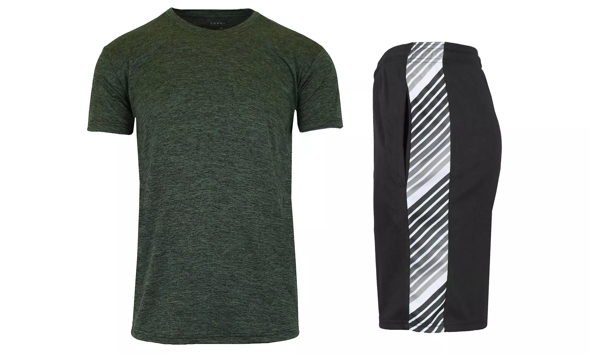 Men's Moisture Wicking Short Sleeve Tee & Mesh Shorts 2-Piece Top & Bottom Set