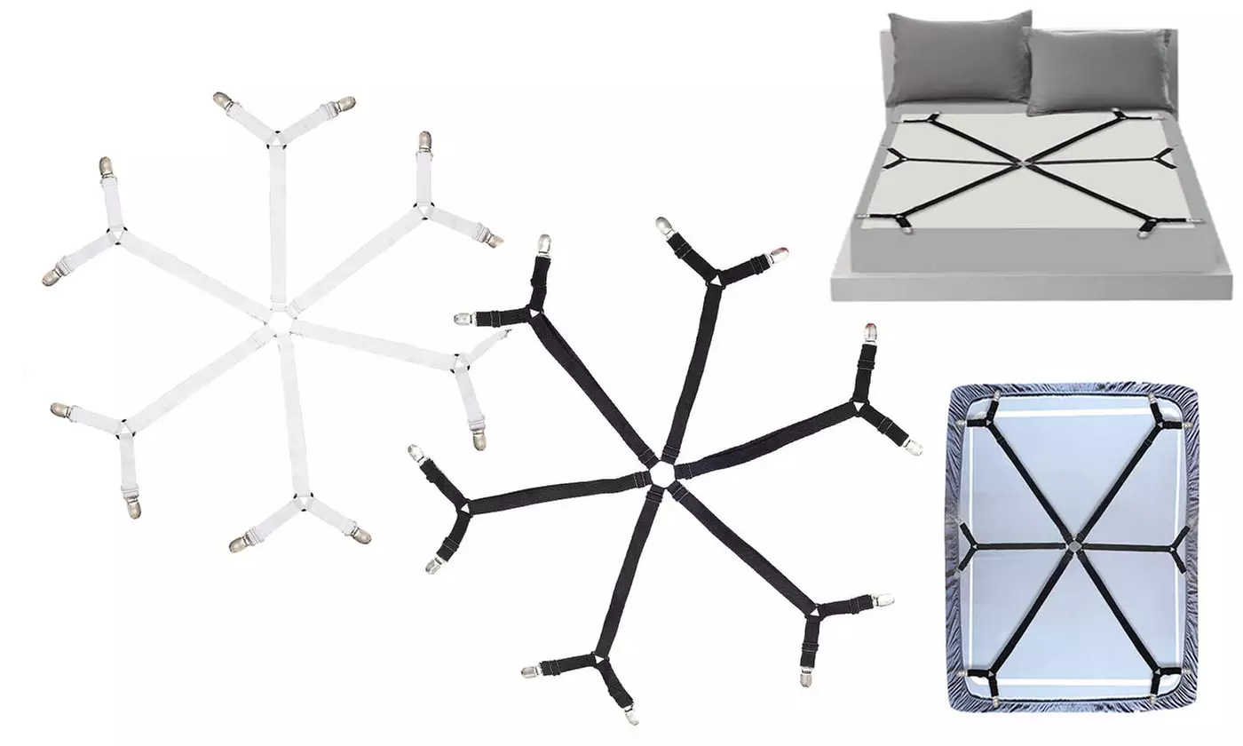 4 PCS Triangle Suspenders Gripper Holder Straps Clip for Bed Sheets Mattress