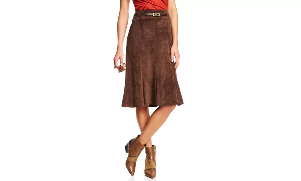 ZAC  RACHEL Corduroy Pleated Skirt with Attached Belt - Primary Image