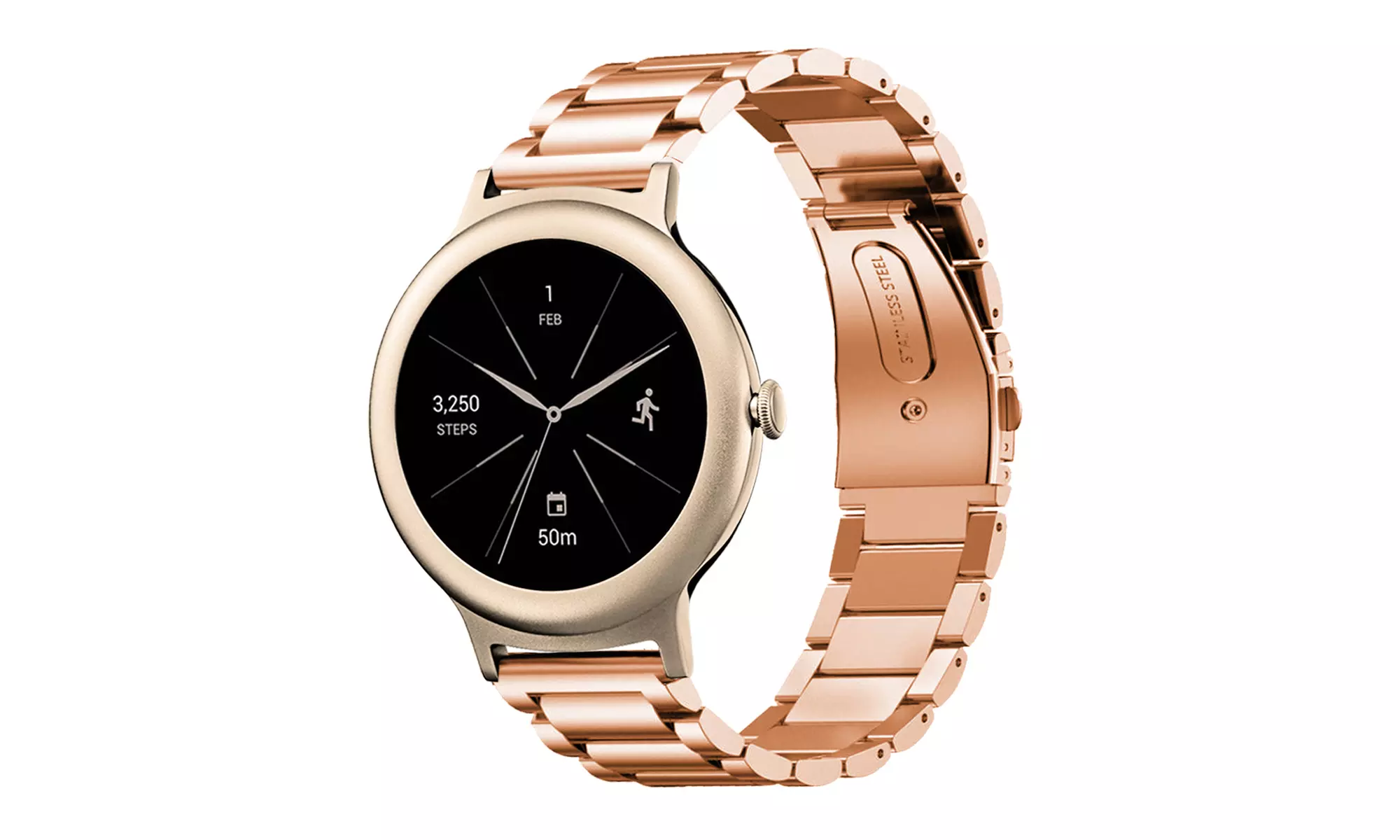 Folding Clasp Solid Stainless Steel Watch band For LG Watch Style W270 - Second Medium