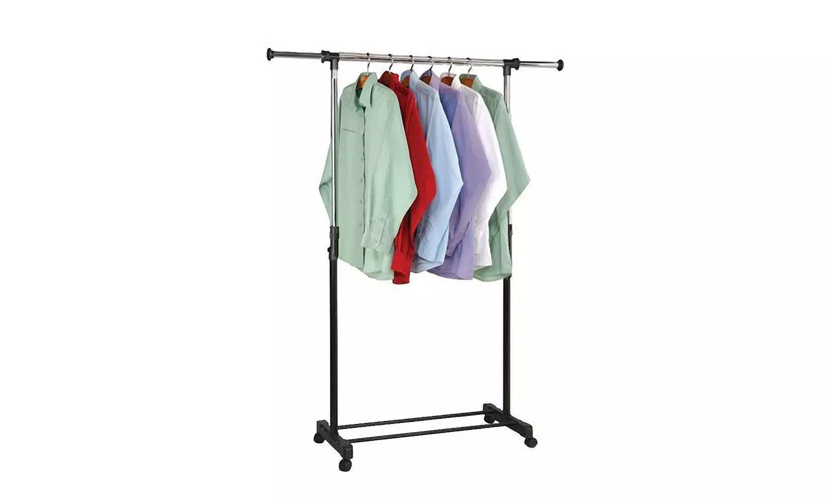 Single/Double Rail Stretching Stand Clothes Rack with Shoe Shelf