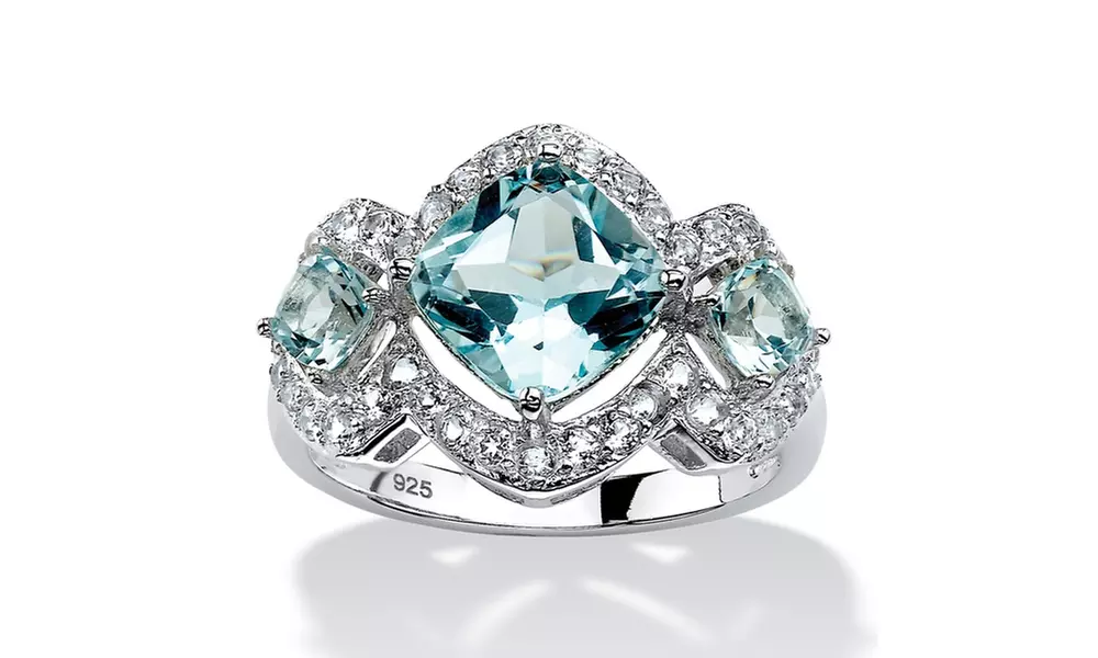 4.42 TCW Genuine Topaz Ring Platinum over Silver - Primary Image