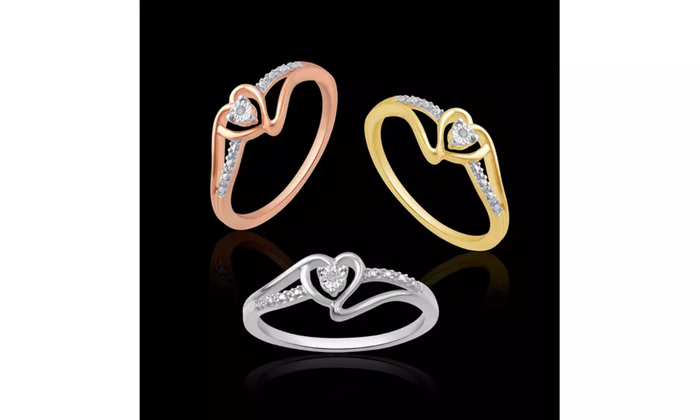 18K Gold Plated Diamond Accent Heart Ring in Sterling Silver by BrilliantDiamond - Primary Image