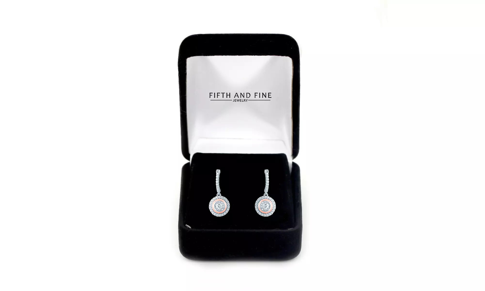 1/2Ct TW Dia Round Halo Earring in Silver & 14k-RG plating by Fifth and Fine