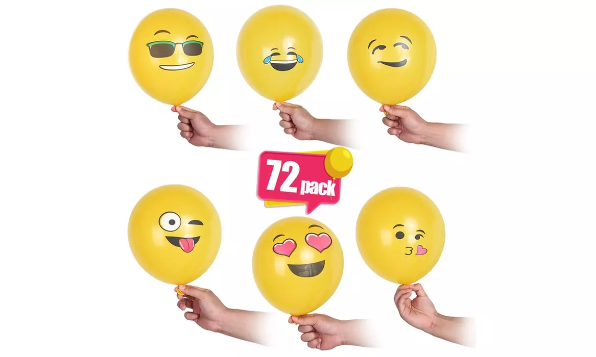 Emoji Party Balloons 12 Inch - 72 Pack - Primary Image